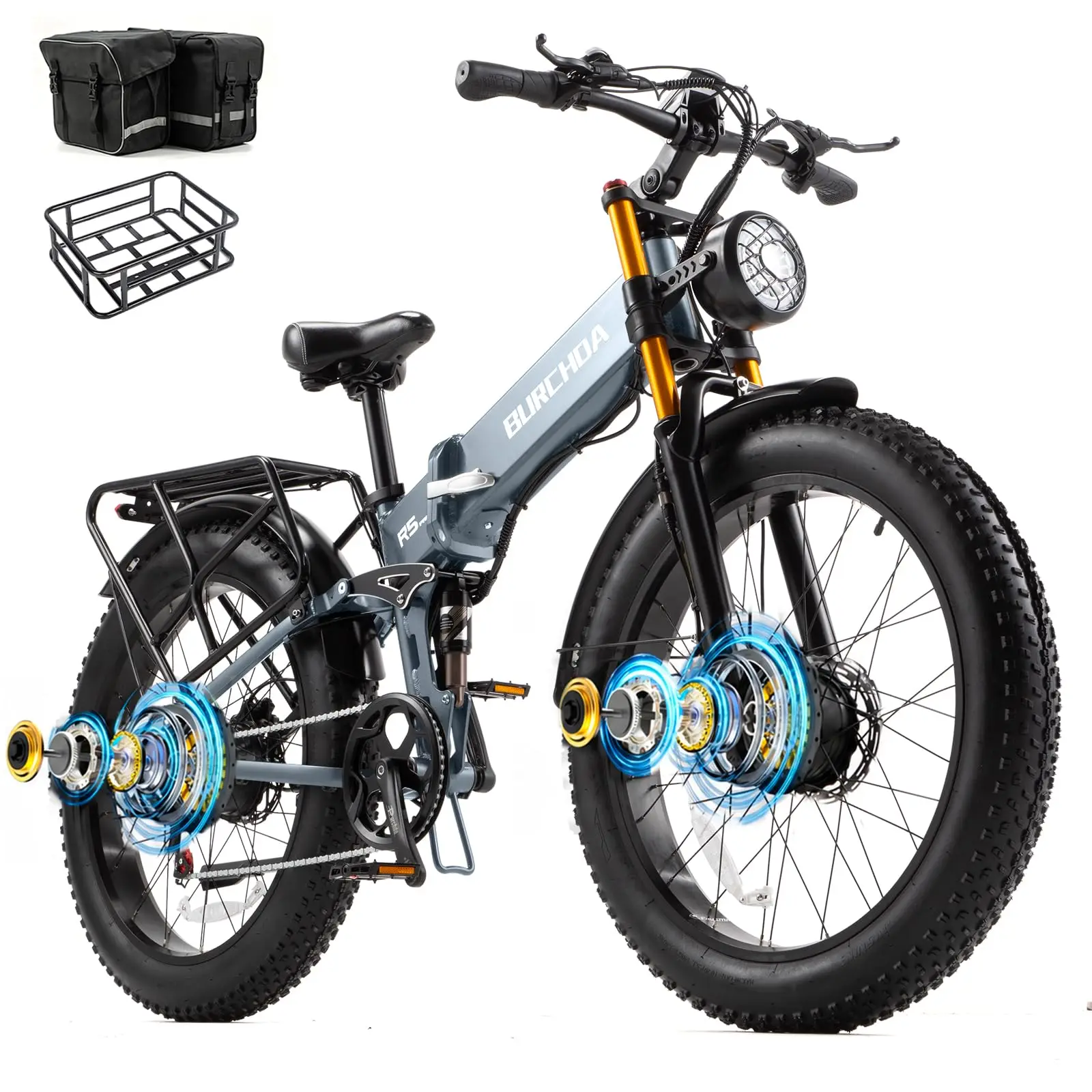 2026 Dual Motor Electric Bike for Adults AWD 5000W/3000W Peak 40 MPH/30 MPH E Dirt Bike, 52V/48V Removable Battery 65/80/150 Mil
