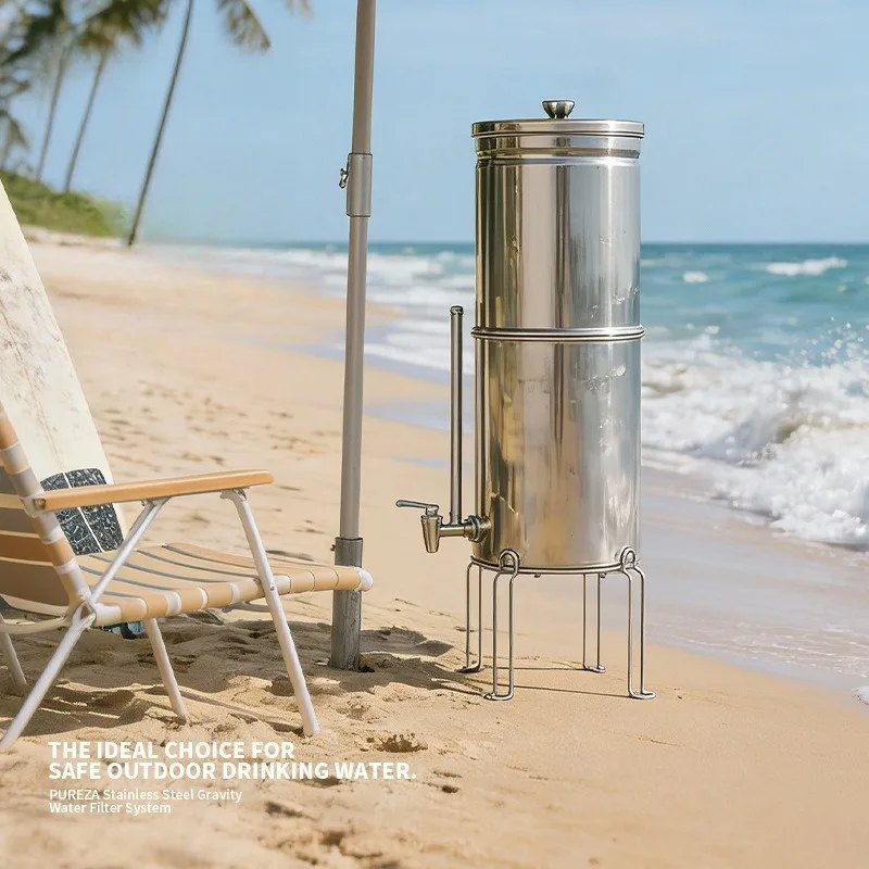 Countertop Gravity Water Purifier Home Water Filter Tank Silver Loaded BB9-2 Replacement Cartridge