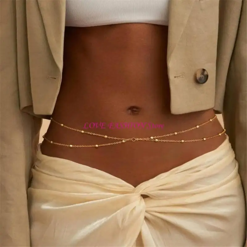 Beads Waist Belt Metallic Chain Elaborate Waist Belt for Jeans Dresses Y166