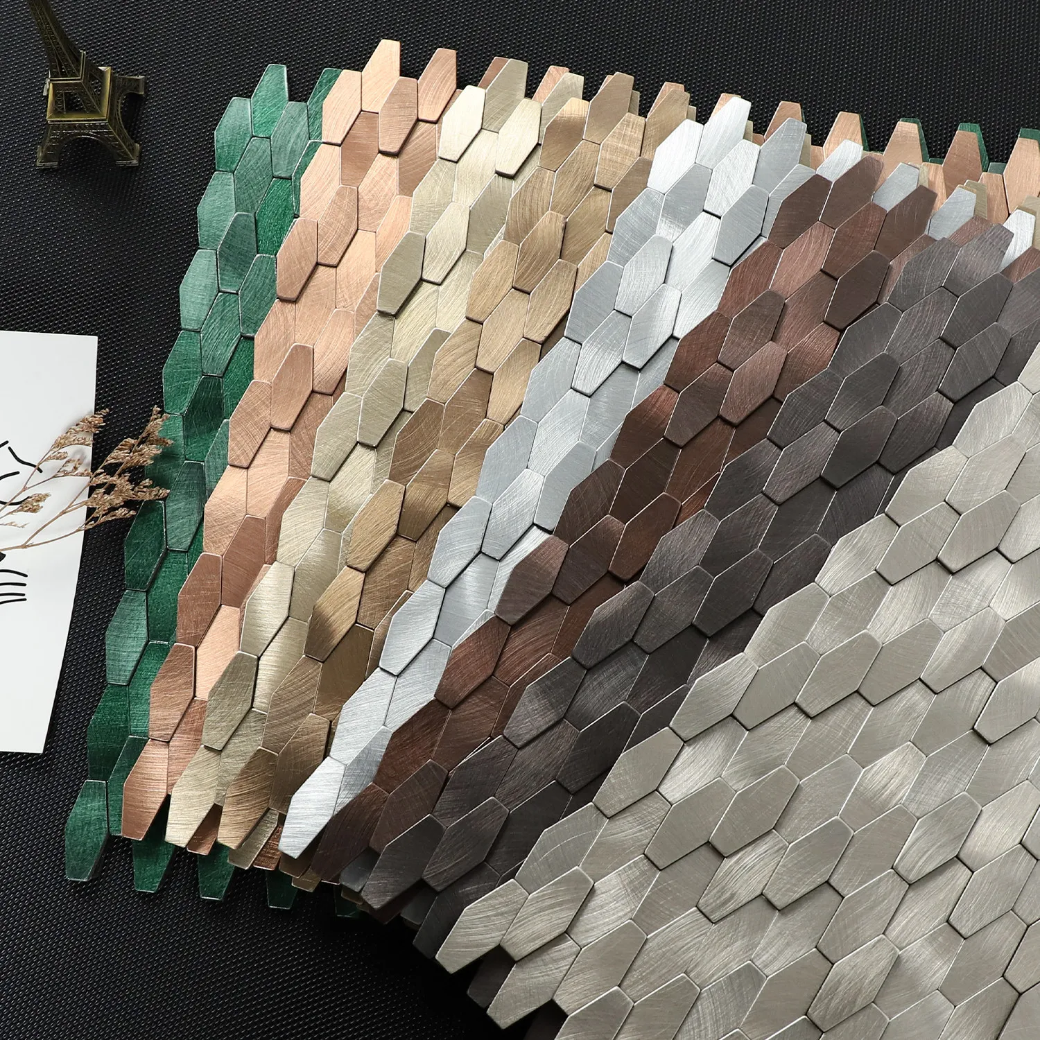 Diamond 3D Mosaic Tile Sticker Metal Self Adhesive For Home Bar TV Background Wall Waterproof Decorative Wall Stickers Ornament