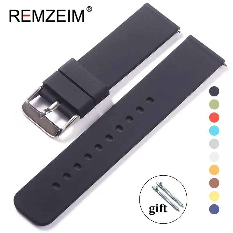 12mm 14mm 16mm 18mm 20mm 22mm 24mm Quick Release Silicone Straps Waterproof Rubber Replacement Bracelets Band Watch Belts