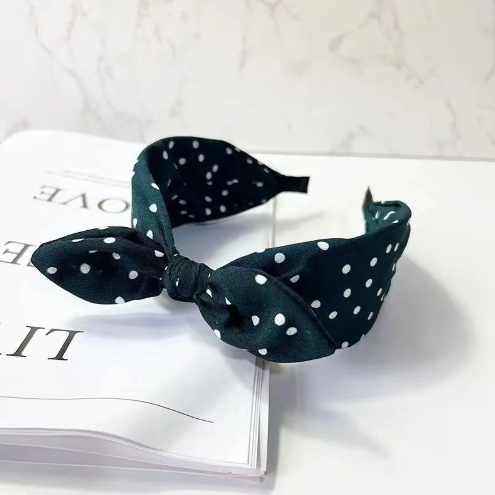 

Bow Knot Women's Wide Headband Rabbit Ear Cross Retro Polka Dot Hairband Hair Clip Korean Style Hair Hoop Headwear