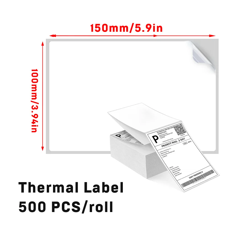 4"x6" Thermal Label Paper 100x150mm 500 Sheets / Stack Adhesive Stickers For Thermal Shipping Labels DHL UPS Express Barcode