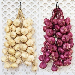 Artificial Garlic String Ornament House Kitchen Party Pub Decoration Cabinet Ornament for Home Restaurant Dining Room