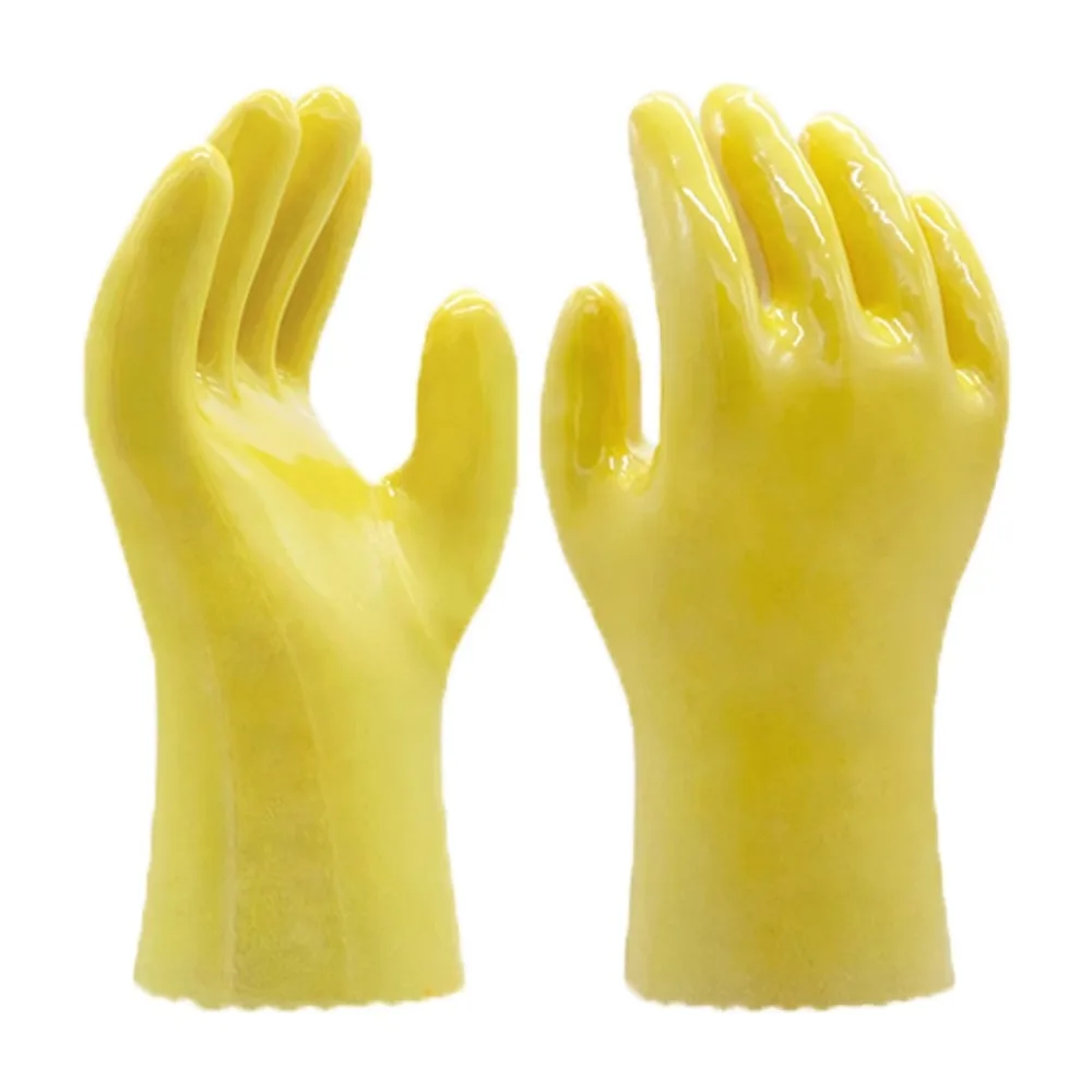 

Dipping gloves waterproof oil resistant acid and alkali resistant cotton wool electroplated rubber labor protection gloves