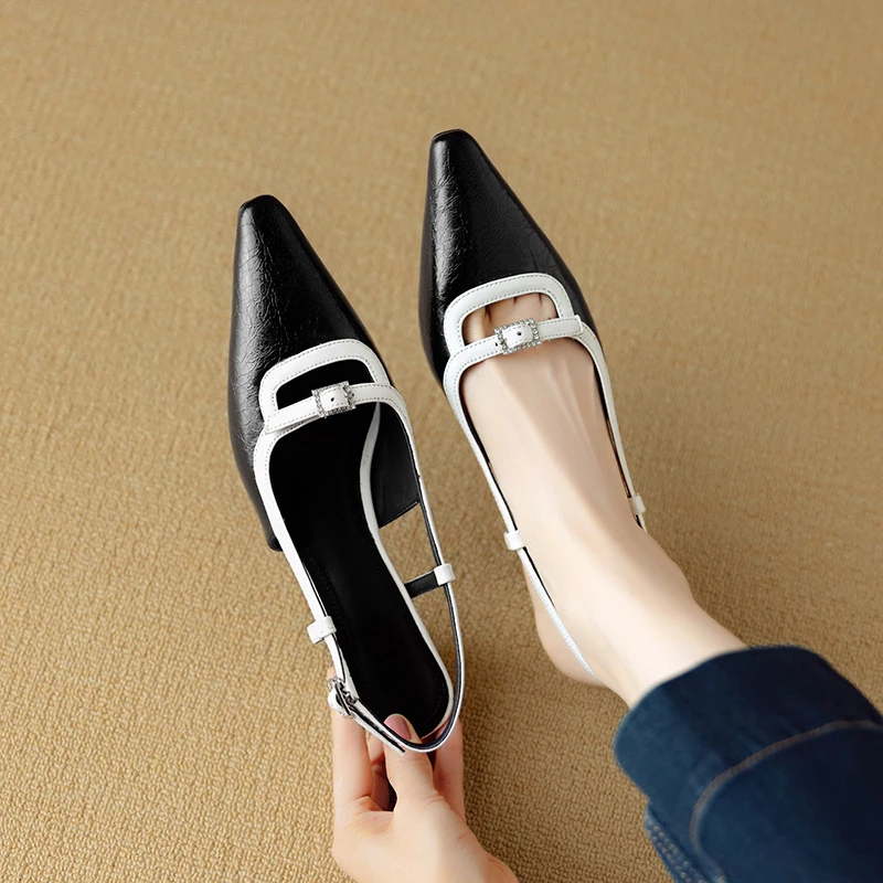 

Новинка 2023 года, летние женские сандалии из натуральной кожи, женская обувь из овчины высотой 22-25 см, кожаная женская обувь с пряжкой и ремешком сзади, толстый каблук