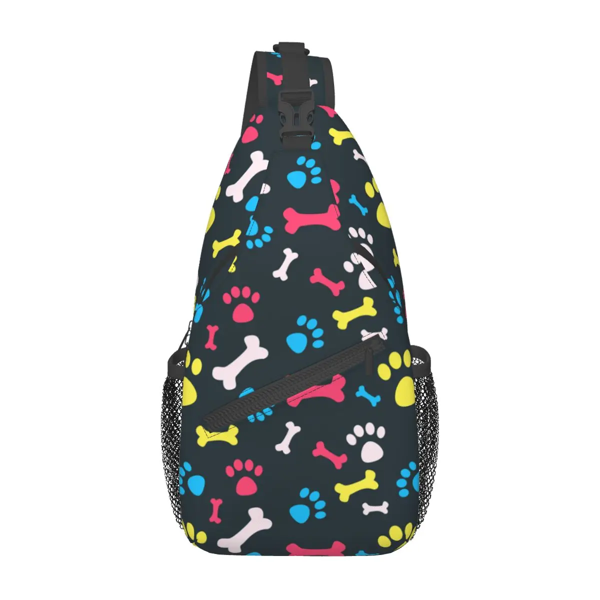 Mochila deportiva con estampado de huesos para exteriores, bolso de hombro cruzado para el pecho, mochila moderna para mascotas