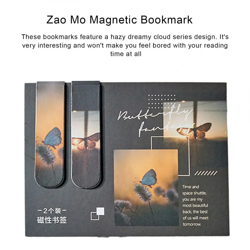 Creative Magnetic Bookmark Romantic Cloud Sky Landscape Magnetic Bookmarks Literary Book Marker Clip for Book Lovers for Reading