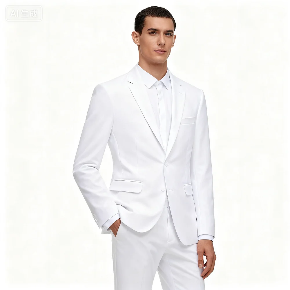 

Men's American Size Terno (Blazer + Vest + Pants) Business Style British Solid Color Casual Banquet Host Wedding Suit