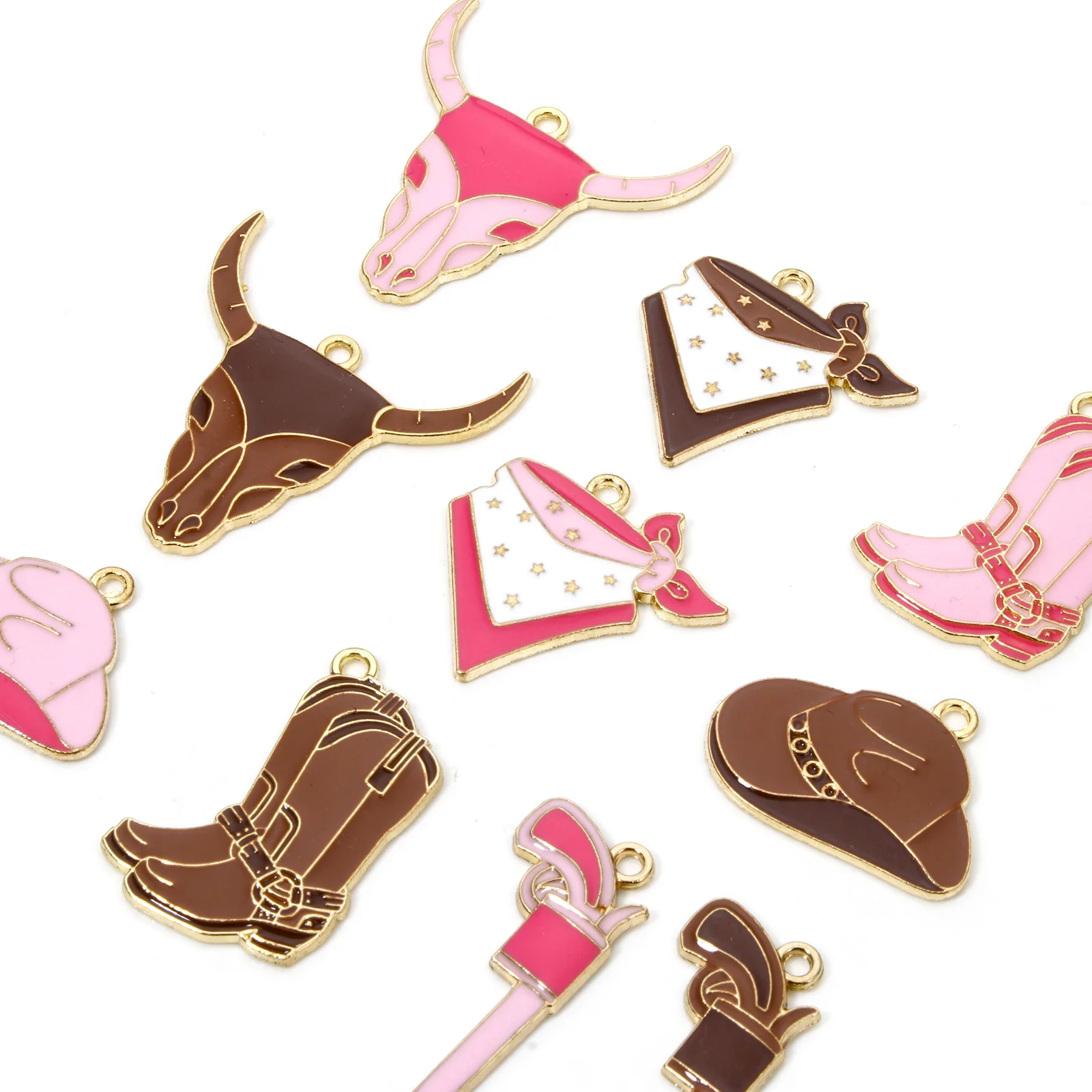 10pcs Vintage West Cowboy Charms Multicolor Boots Hat Enamel Pendants DIY Necklace Earrings For Women Party Jewelry Findings