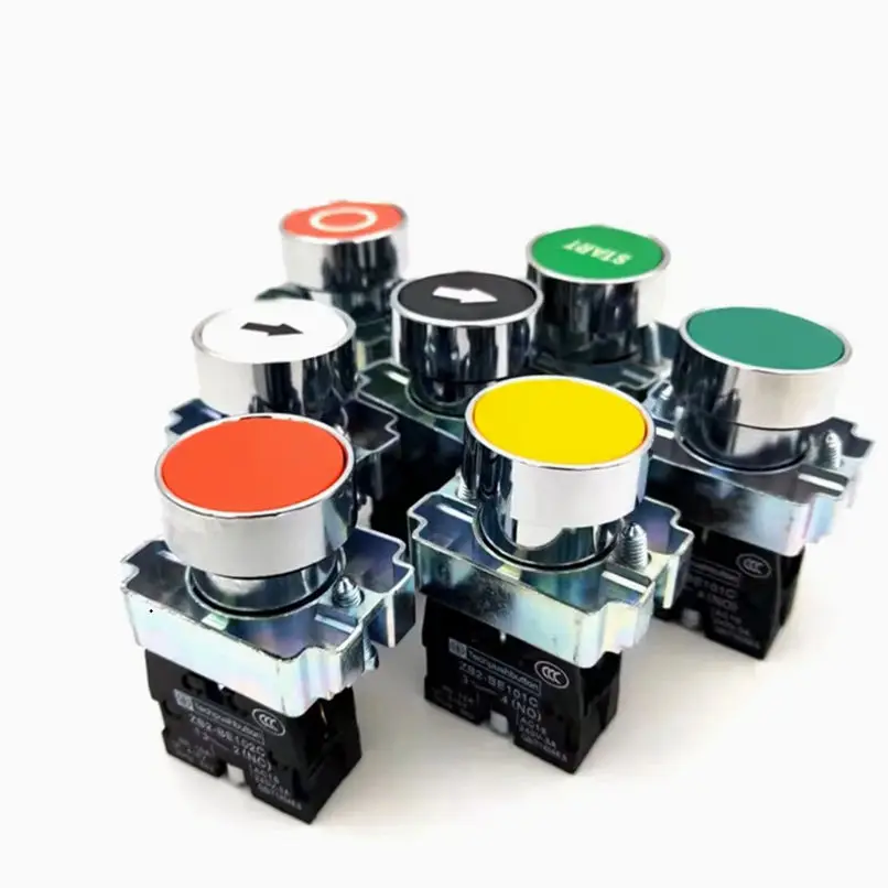 22mm XB2-BA42 NC BA11 BA21 BA31 BA51 NO Mushroom Head Button Switch Self Reset Emergency Stop Knob Key Start Inching Power On