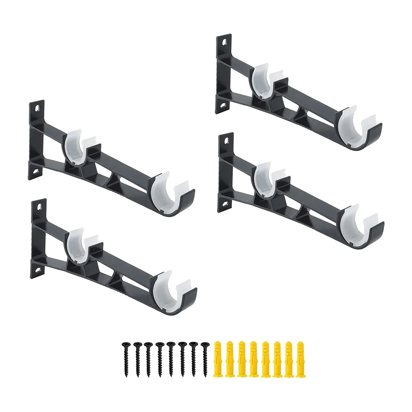 4 Pieces Curtain Rod Brackets Curtain Rod Holders with Screws Aluminum Alloy