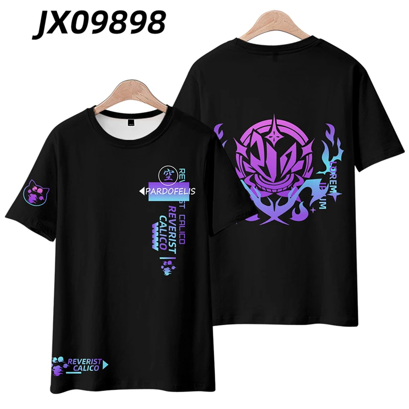 T-shirt Manches Courtes pour Homme et Femme, Estival et Humoristique, avec Impression 3D de l'Animé Honkai Impact 3 Pardofelis, Streetwear