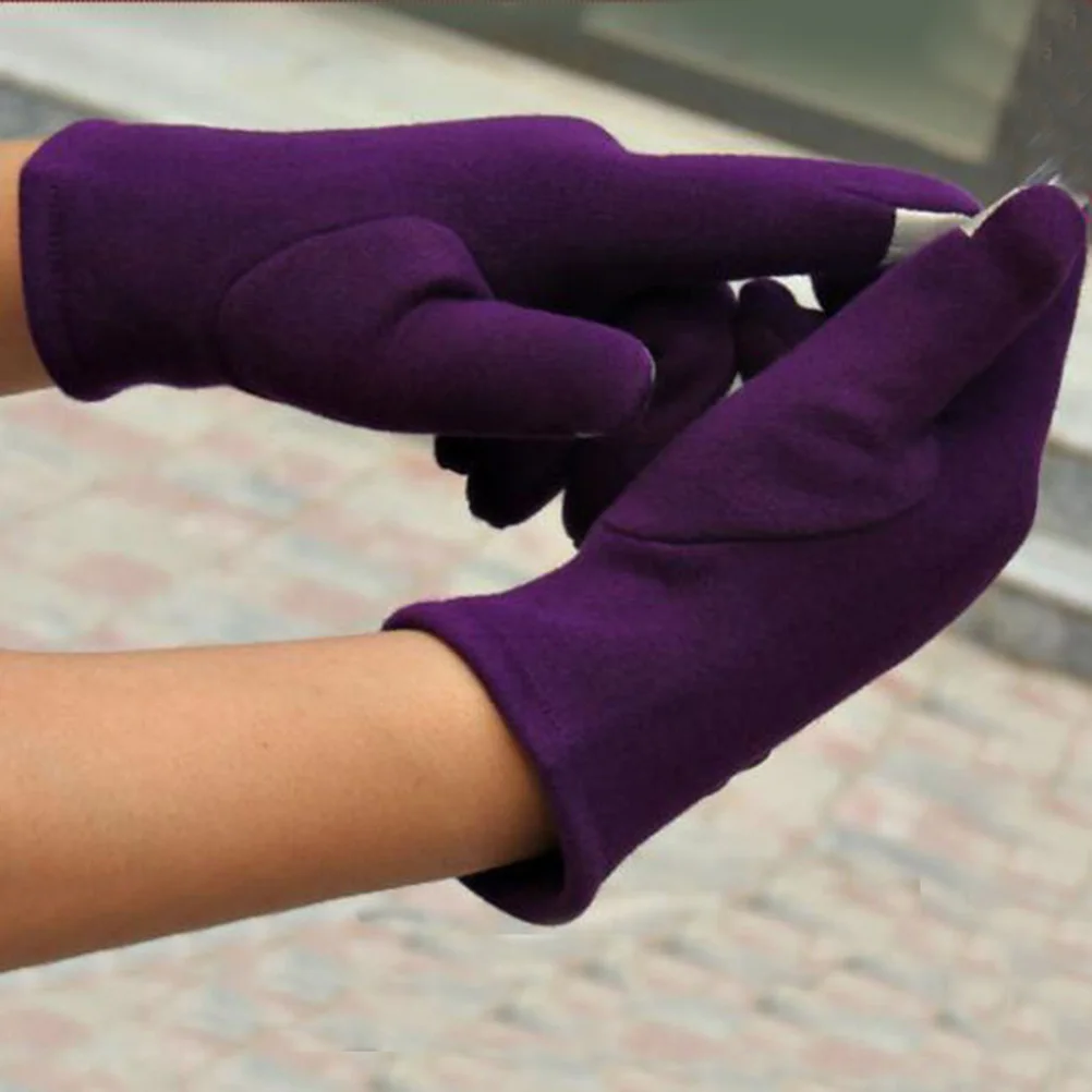 

Screen Warm Gloves Winter Waterproof Nonslip Wear Resistant Four Buckles Not Down Free Size Purple