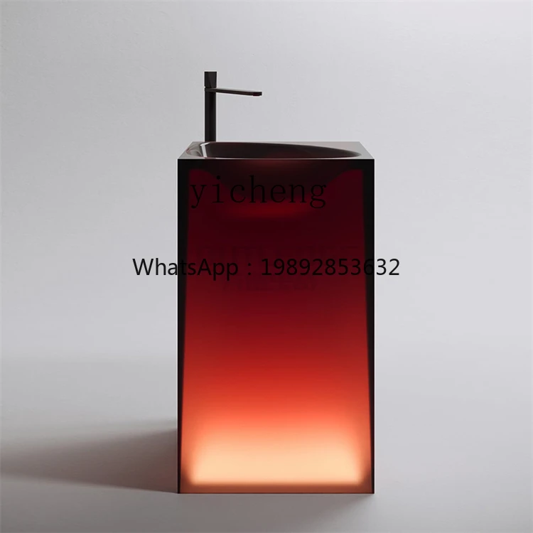 transparent luminous integrated hand wash basin washbasin floor-to-ceiling bathroom cabinet column basin