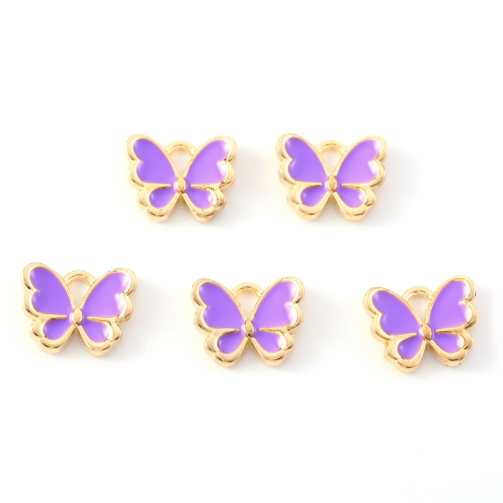 Pandahall 10pcs Butterfly Alloy Enamel Pendants With Hole Light Gold Color Charms For Necklace Bracelet Earring Jewelry Making