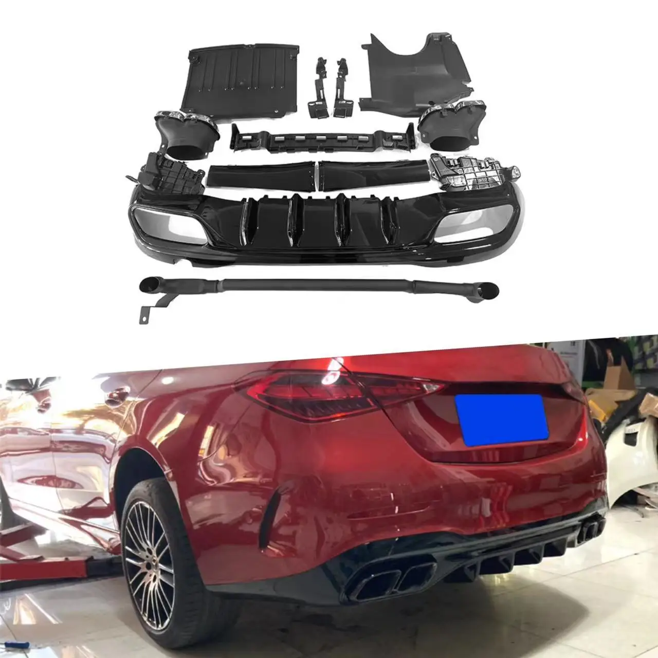 Suitable for 2022-2024 Mercedes Benz C-Class W206 to C63 four out kit with rear lip and throat