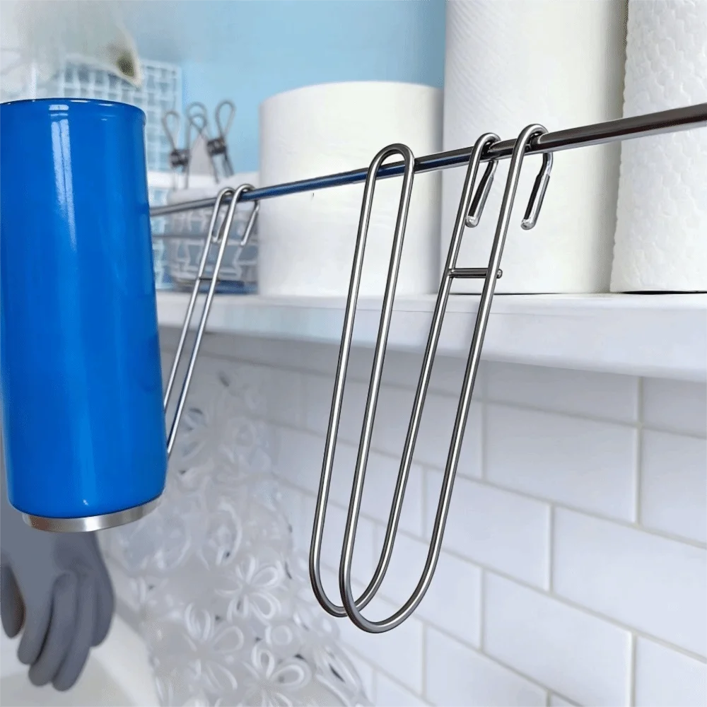 4PCS U Shape Hanging Cup Drying Hook Bold Stainless Steel Sink Side Bottle Draining Rack Corrosion-resistant Wear-resistant
