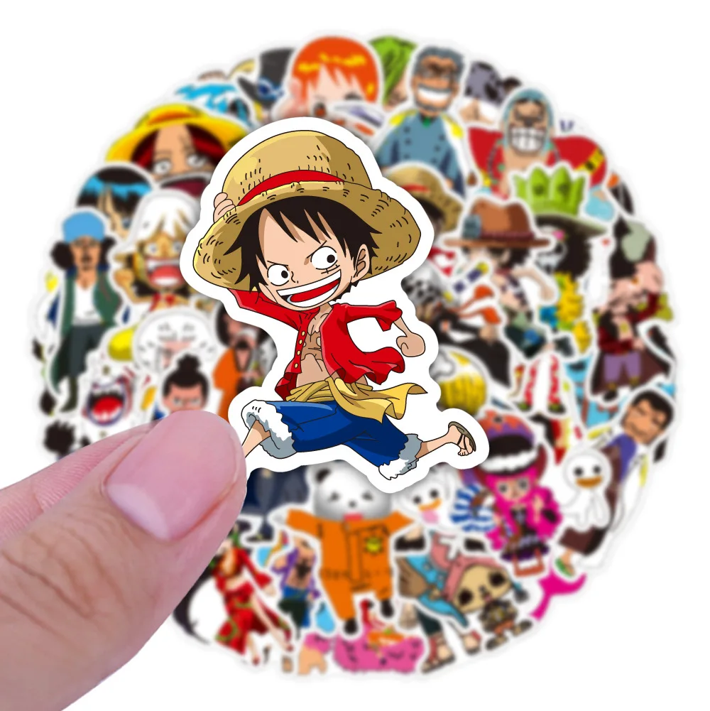 50pcs One Piece Cartoon Kawaii Stickers Mobile Phone Case Luggage DIY Decorative Supplies Waterproof Stickers For Kids Toy