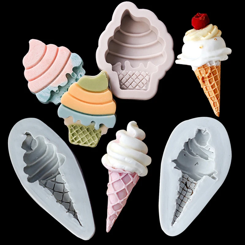 Ice cream cone chocolate fondant silicone mold cake decorative ornaments plug-in