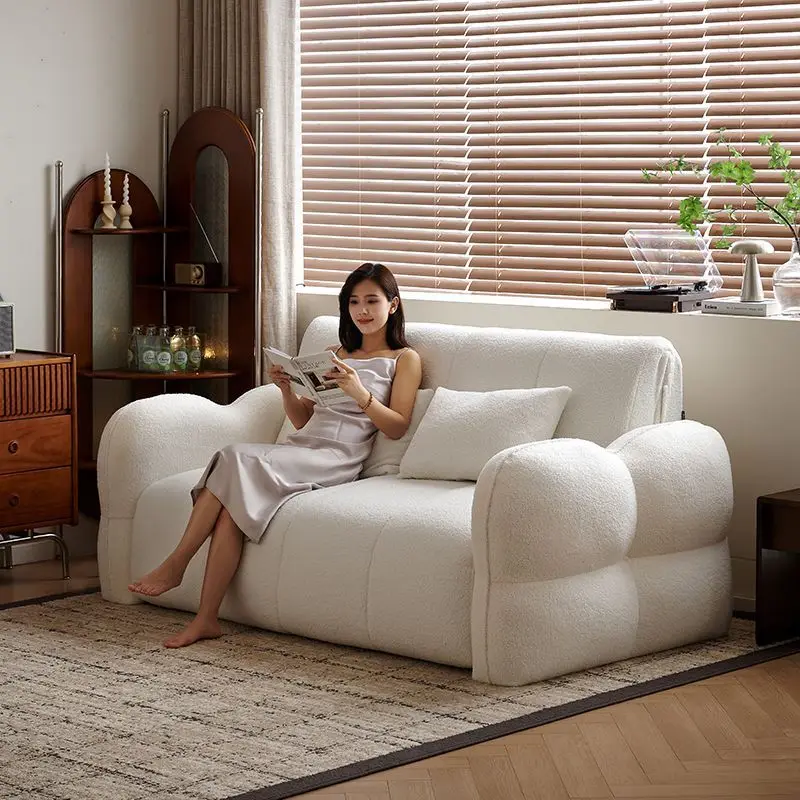 Multifunctional intelligent electric sofa bed, foldable and retractable double lamb wool