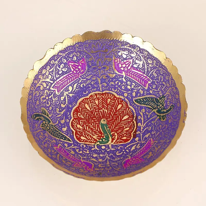 Nepal Tibet Colorful Bowl Candy Dish Fruit Plate Creative Living Room Decor Peacock Bowl