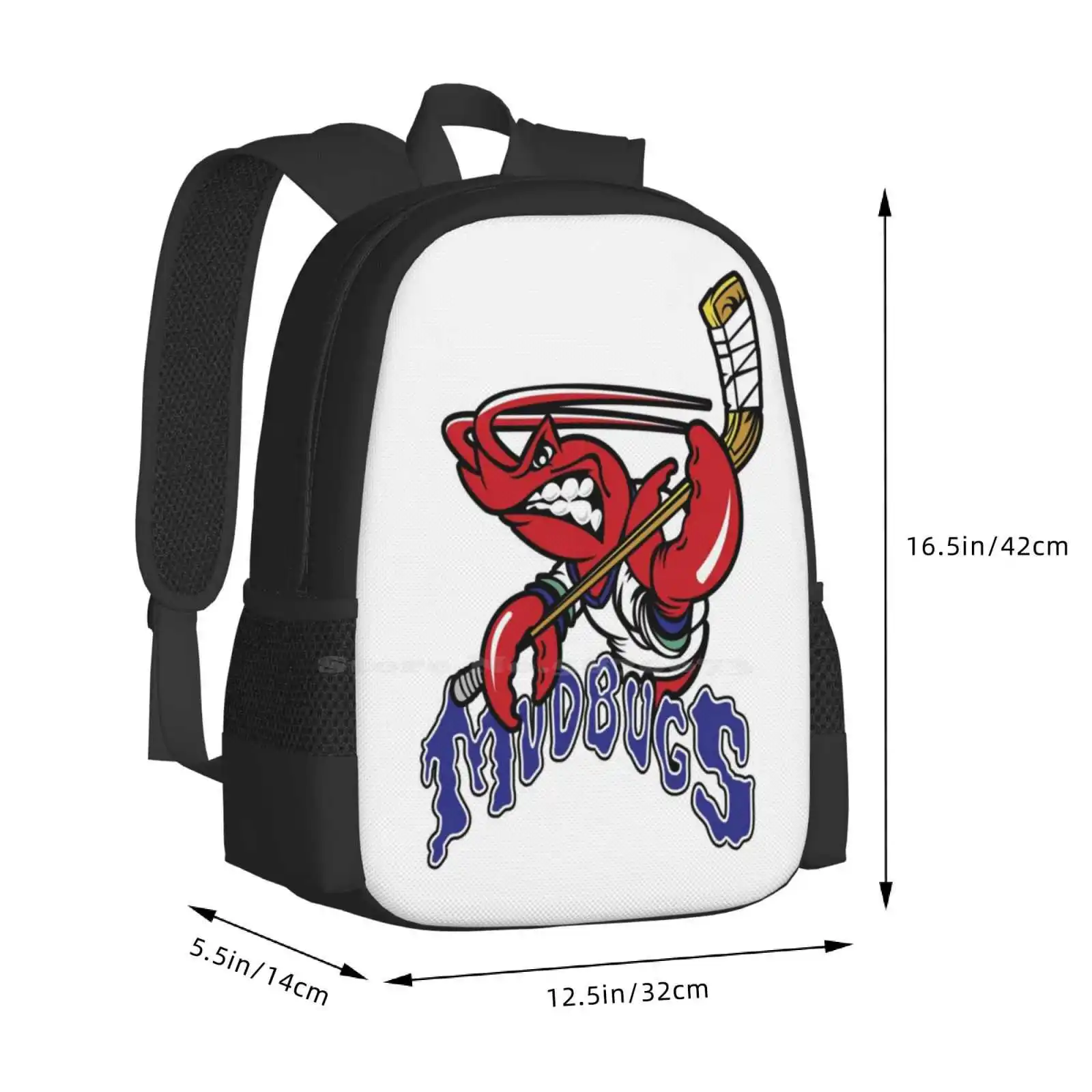 Bossier Shreveport Mudbugs Ice Hockey Teen College Student Backpack Pattern Design Bags Bossier Shreveport Mudbugs Logo Bossier