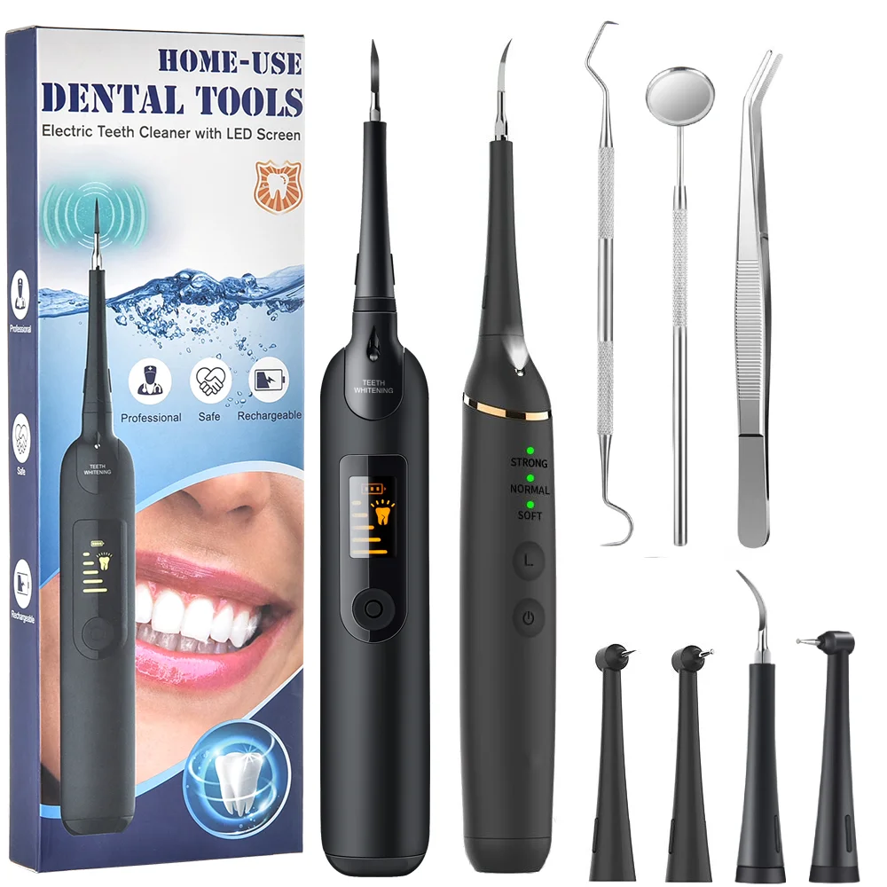 Juego de cepillos de dientes eléctricos con luz LED, limpiador Dental sónico, eliminador de manchas de cálculo, blanqueamiento Dental, herramientas