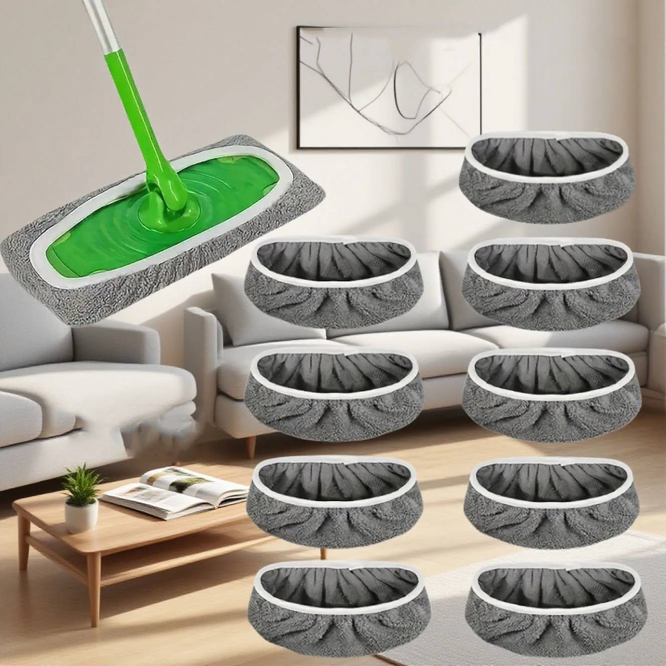 5/9 pack of high-quality reusable mop replacement pads, suitable for small mops/simple mops