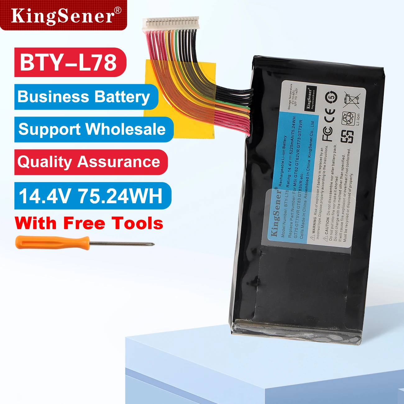 KingSener New BTY-L78 Laptop Battery For MSI GT62 GT62VR GT80 GT80S GT73 GT73VR GT83 GT83VR GT75 GT75VR MS-1812 MS-1814  5225mAh