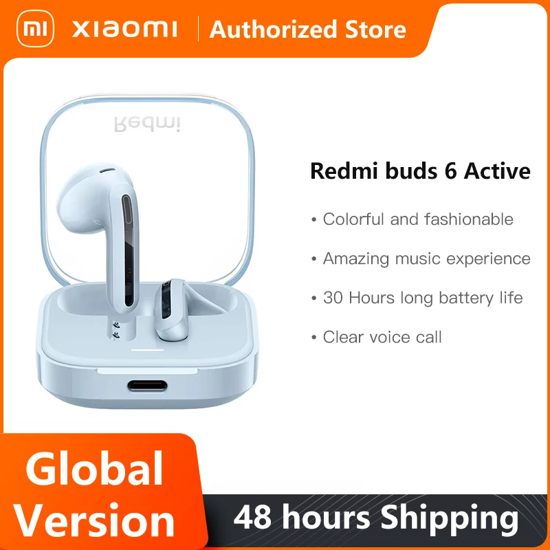 Versione globale Xiaomi Redmi Buds 6 Auricolari attivi TWS Auricolare BT 5.4 30 ore Batteria a lunga durata Cuffie wireless resistenti al rumore
