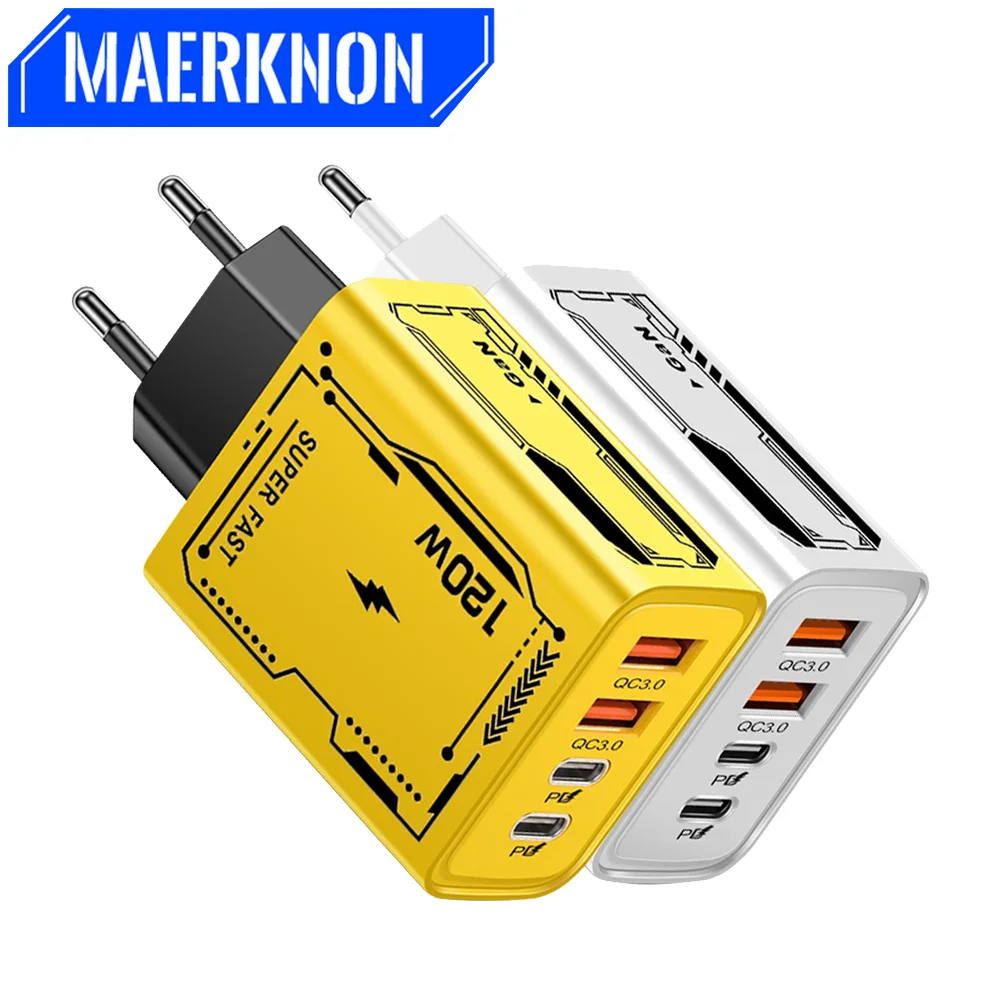 120W Fast Charge Charging USB C Charger High Speed Charger For iPhone 16 15 Xiaomi Samsung USB C Mobile Phone Charger Adapter