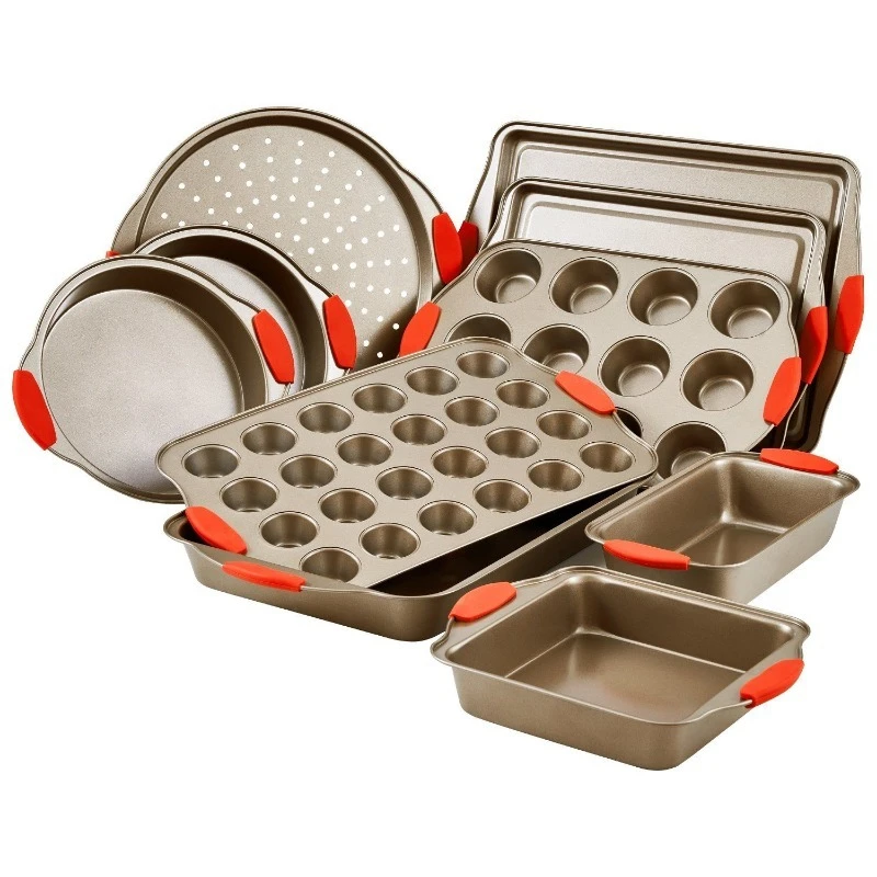 10-Piece non-stick carbon steel baking pan set with silicone handle