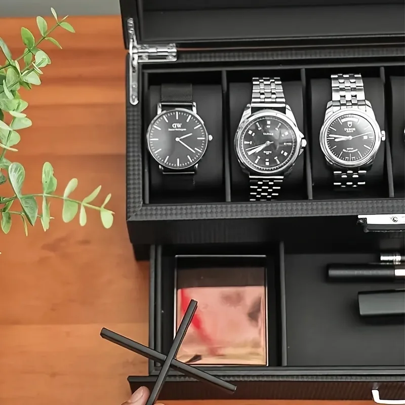 1pc 6 Slot Watch Display Storage Box With Detachable Liner, Watch & Jewelry Display Basket, Household Storage Organizer For Dres