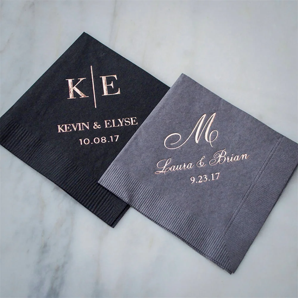 

50PCS Monogram Wedding Napkins, Custom Monogram Napkins, Custom Wedding Napkins, Printed Paper Napkins, Cocktail Napkins, Custom