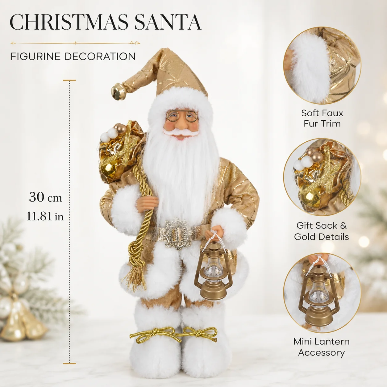 Statuetta di Babbo Natale 30cm - Luxury Xmas Bags recensione e prezzo