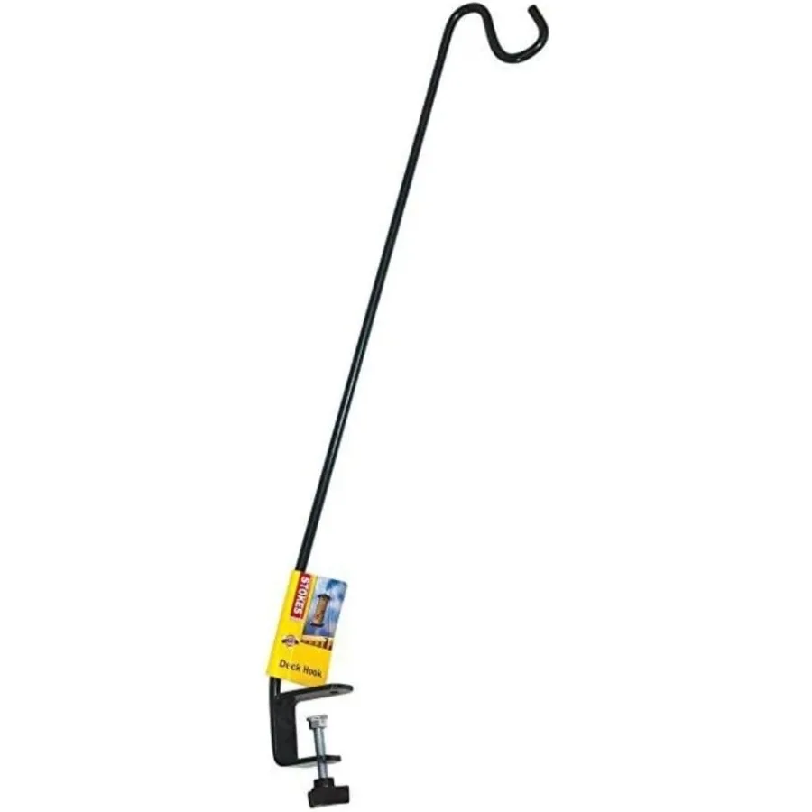 

33Inch ClampOn Deck Hook Steel Bird Feeders Plants and Windchimes Black