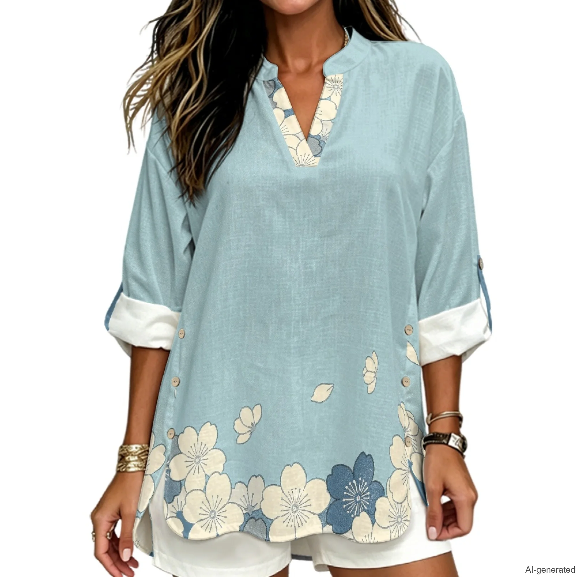 XIXIRIMIDO Women's Linen Blouses and Shirts Vintage Lady Top Simple Women's Blouse Female Shirts Blouses Thin Sunscreen Shirt
