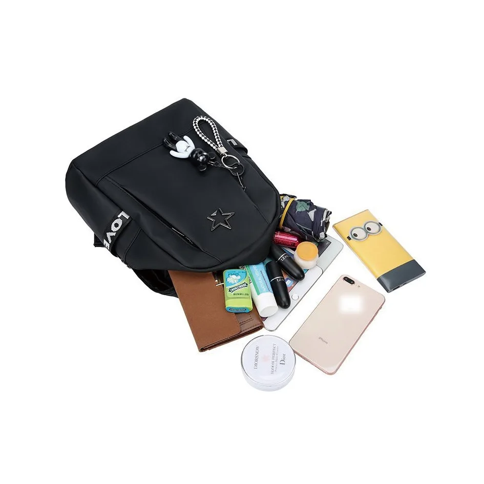 옥스포드 캔버스 스타 프린트 백팩 - 십대들을 위한 세련된 학교 책가방, 트렌디한 대학 배낭(남녀공용 학생 캐주얼 데이팩)