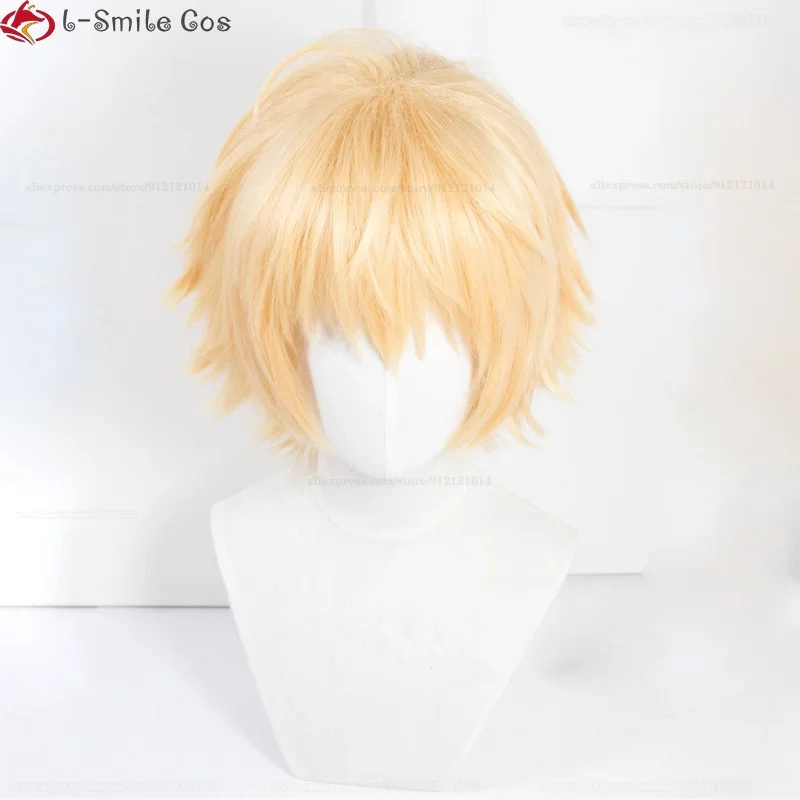 New Denji Wig Anime Chainsaw Man Denji Cosplay Wig Eyes Patch Short Golden Heat Resistant Synthetic Hair Party Wigs + Wig Cap