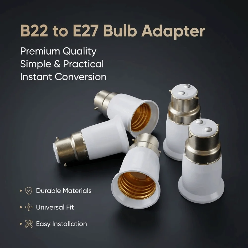 B22 To E27 LED Lamp Adapter Long Lasting Edison Screw B22 To E27 Adapter Anti Burning Heat Resistant Light Bulb Socket Converter