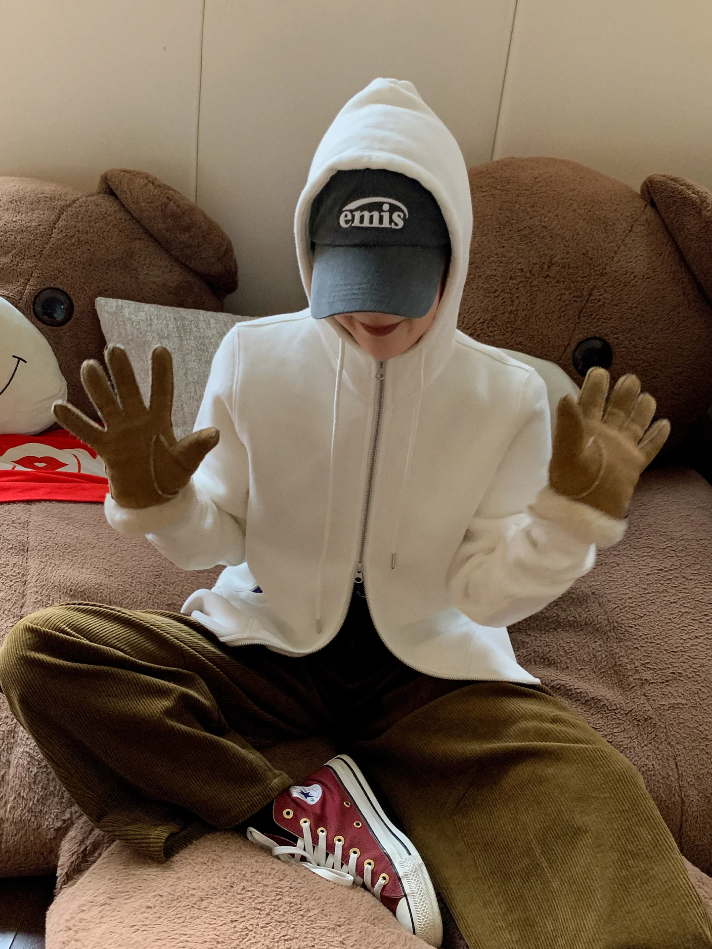 

Женская толстовка Ribeelin Sisy Thiened Fce с капюшоном, повседневная верхняя одежда из хлопка, осенне-зимняя новинка, уличный стиль