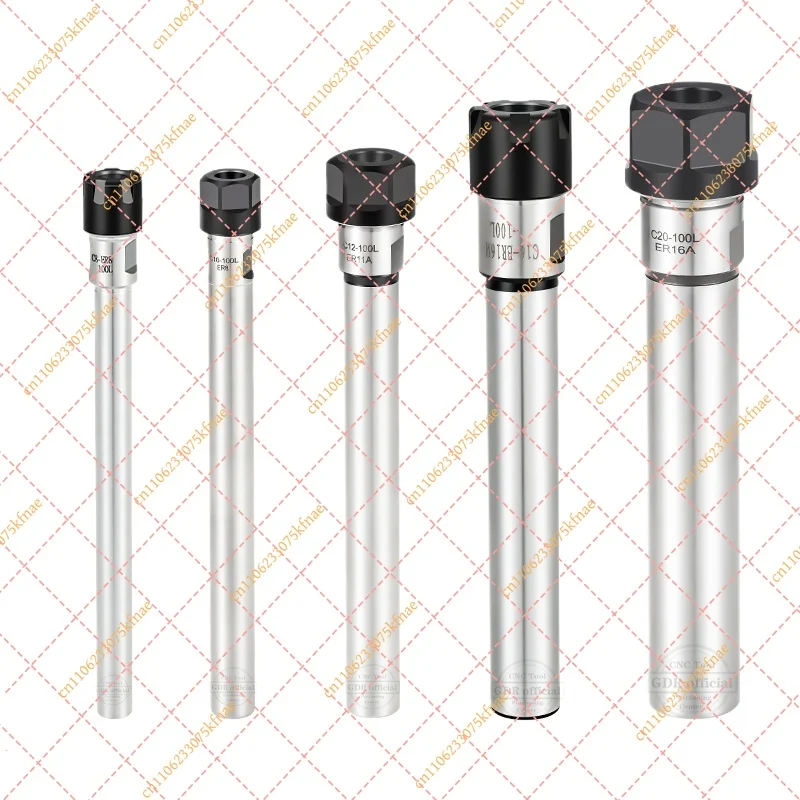 High Precision 0.008mm ER Spring Collet Extension Rod C6 C8 ER8 ER11 ER16 Straight Shank Chuck For Deep Machining with Lock Nut