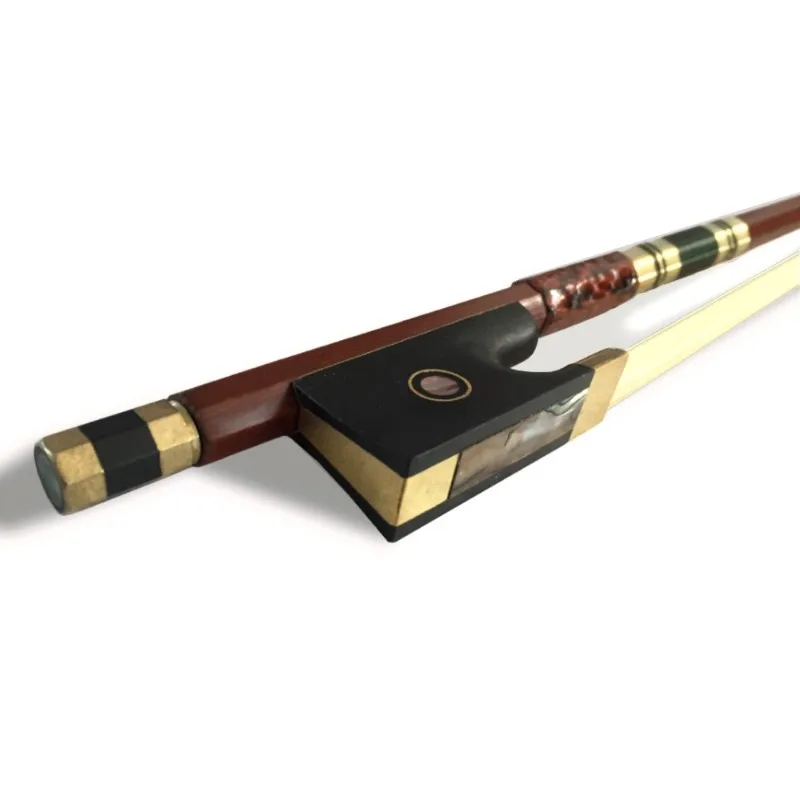 

Violin Premium Ebony Library Horn Bow, Golden Snakeskin Bow, Brazilian Wood, Fisheye, Colorful Shells