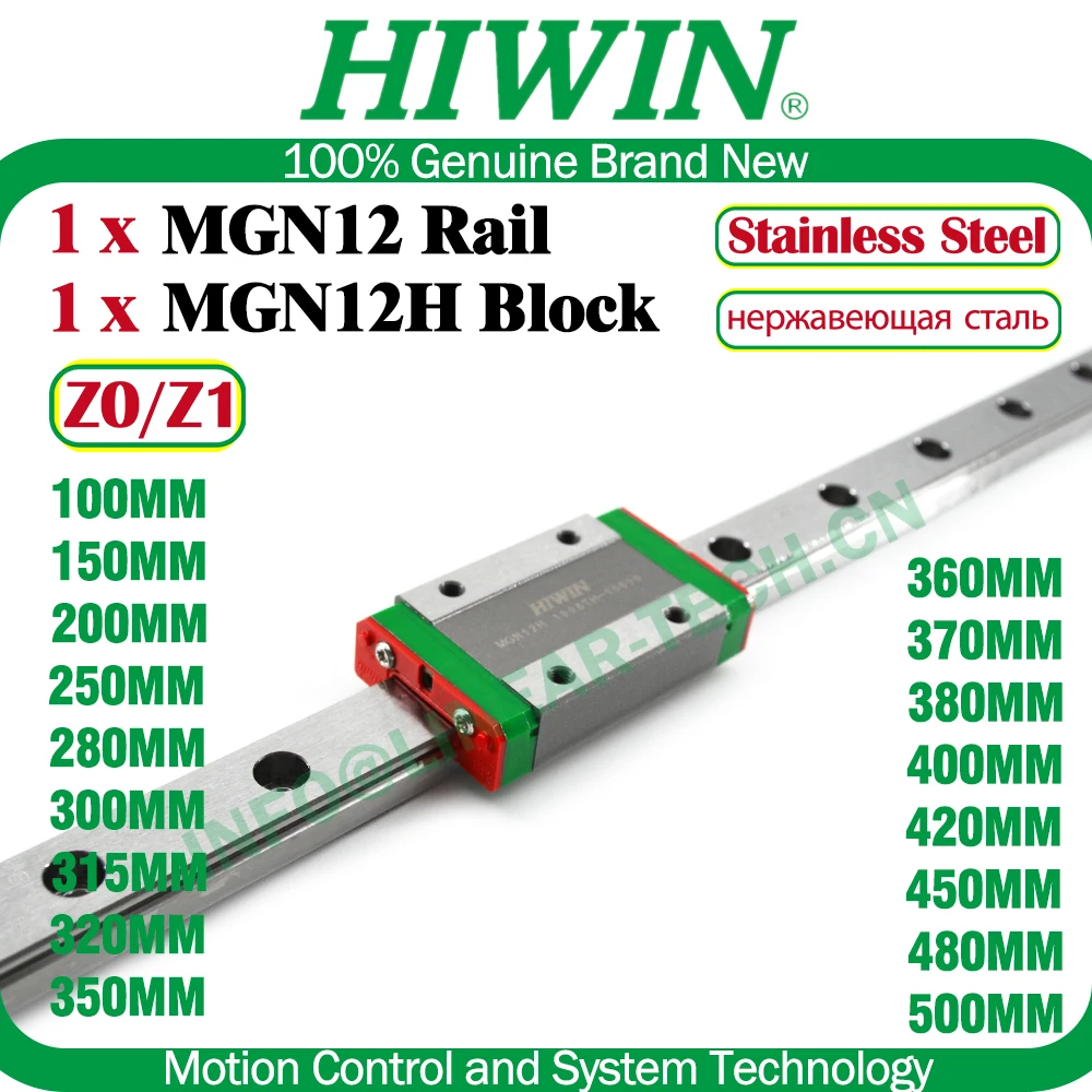 HIWIN MGN12 Voron Z0 Z1 Preload HIWIN MGN12H Linear Guideway Rail 200 300 350 400 450 500MM Block Carriage Voron 3D Printer New
