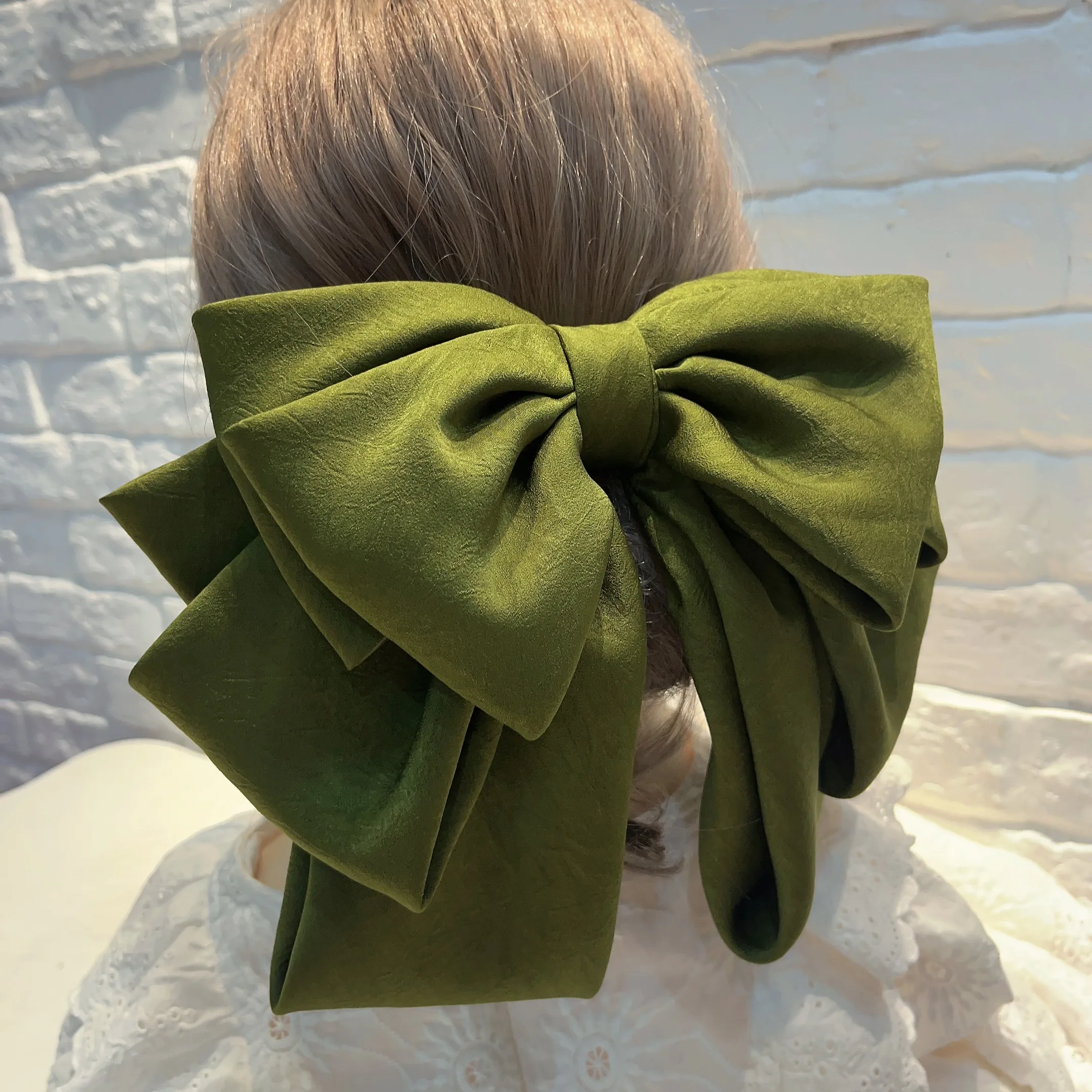 Fashionable Solid Color Stereo Bow Hair Clip For Female Girls Rose Print Five Layer Oversized Barrette Bow Hair Accessories