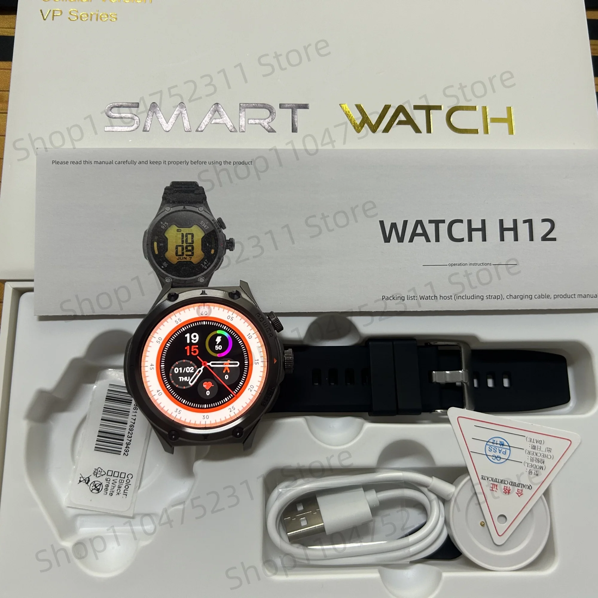 H12 Smartwatch 4G LTE ساعة ذكية مع WiFi SIM 1.6 بوصة AMOLED عرض كاميرات دوارة مكالمة فيديو GPS Play Store App تنزيل