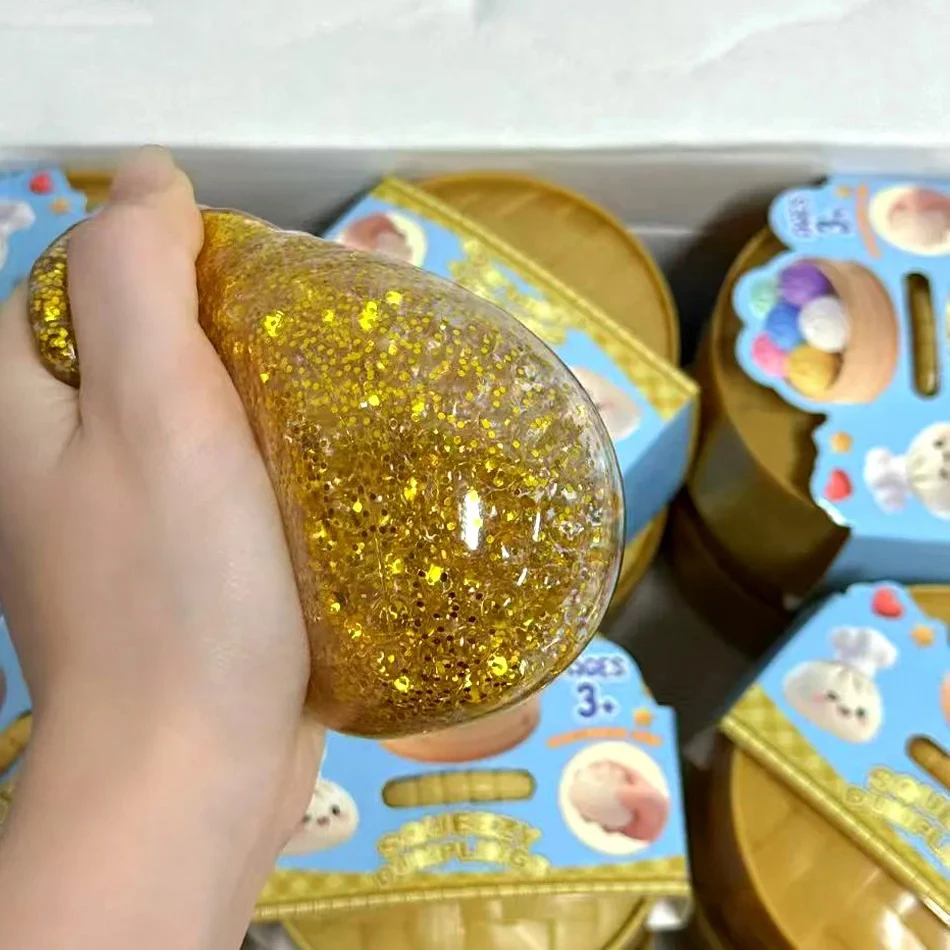 Glitter Dumpling Mystery Box: 6 Colors Random Stress Balls, Aesthetic Desktop Sensory Toy, Creative Office Fidget Gift