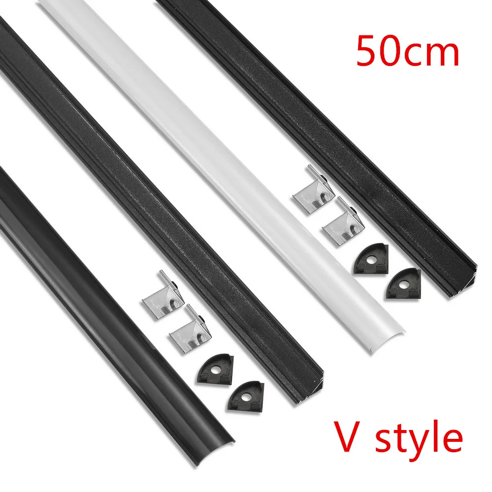 LED Aluminum Profile Black Cover led bar 50cm led light Strip led profile aluminium For interior house Ceiling wall corner