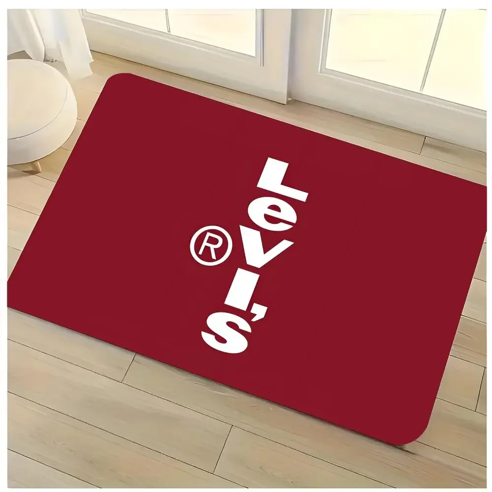 vintage denim street brand L-Levi's Floor Mat Washable Absorbent Flannel Door Mat Non-Slip Indoor Floor Rug